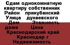 Сдам однокомнатную квартиру собственник › Район ­ прикубанский › Улица ­ дунаевского › Дом ­ 8 › Этажность дома ­ 8 › Цена ­ 13 000 - Краснодарский край, Краснодар г. Недвижимость » Квартиры аренда   . Краснодарский край,Краснодар г.